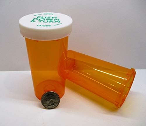 Plastic Prescription Amber Vials/Bottles 100 Pack w/Caps Giant 40 Dram Size-Pharmaceutical Grade-The Ones We Sell to Pharmacies, Hospitals, Physicians, Labs