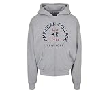 AMERICAN COLLEGE USA Sweat A Capuche Zip American College Enfant, Sudadera con Capucha Unisex Adulto, Gris,