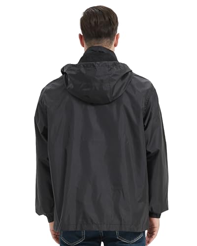 Image of Mywu Men's Water-resistant Rain Jacket Lightweight Windbreaker Hooded Rain Coat for Adults Outdoor Hiking Camping