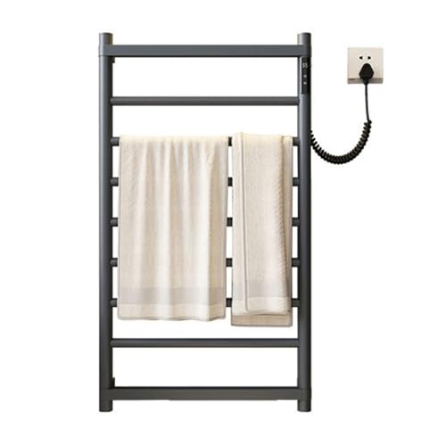 Toallero calefactable negro de acero inoxidable resistente al agua para baño y hotel