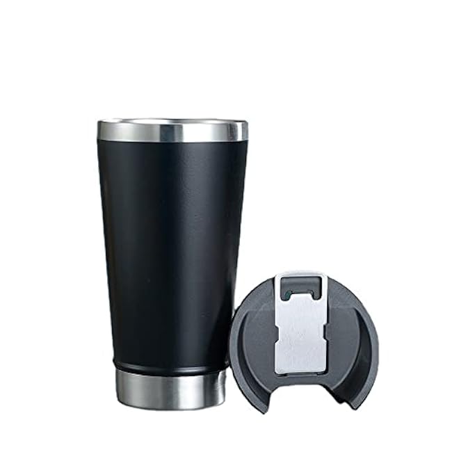 17oz Stainless Steel Double wall Vacuum Insulated Tumbler With Beer Opener, Travel Mug Keep Drink Cold and Hot(Black)
