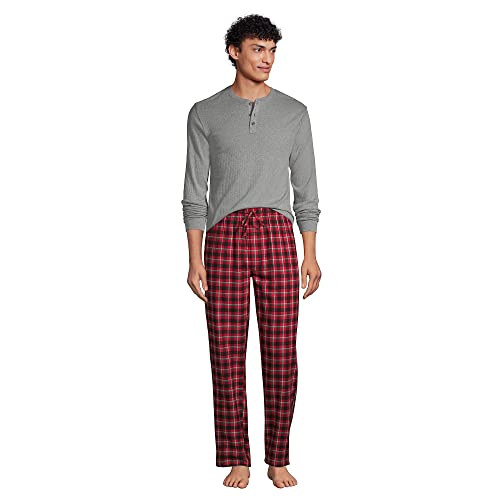 Lands' End Mens Flannel Pajama Pants Rich Red Field Check Regular Xx-Large #TOP3