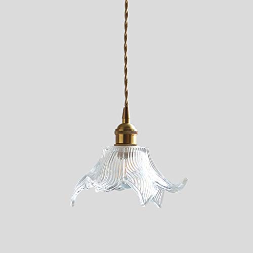 Lustre plafonnier rétro E27 en cuivre et verre clair pour salon et restaurant