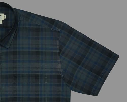 Image of GHPC 100% Cotton Checkered Half Sleeves Regular Fit Formal Shirt for Men