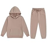Boys 2 Pieces Sweatsuits Pullover Hoodie and Sweatpants Girls Fashion Tracksuit Set Birthday Gift for Kids (Khaki,4 Years)