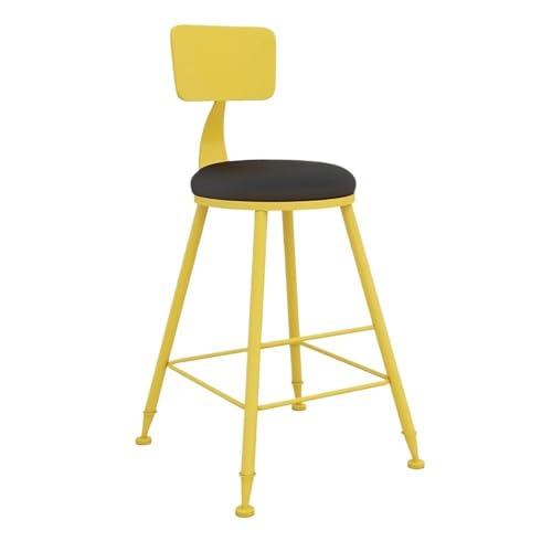 Taburete de isla Mesa de bar redonda grande hierro colores y sillas for balcón, tienda té con leche, taburetes altos para comedor(Yellow)