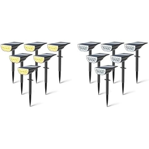 BAXIA TECHNOLOGY Solar Spot Lights Outdoor Warm White 6 Packs & Cold White 6 Packs Cover