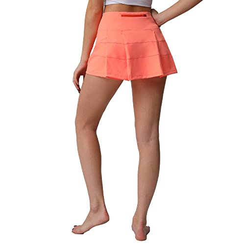 Husnainna Saia de tênis pregueada cintura alta com bolsos atléticos, calças de golfe para mulheres,