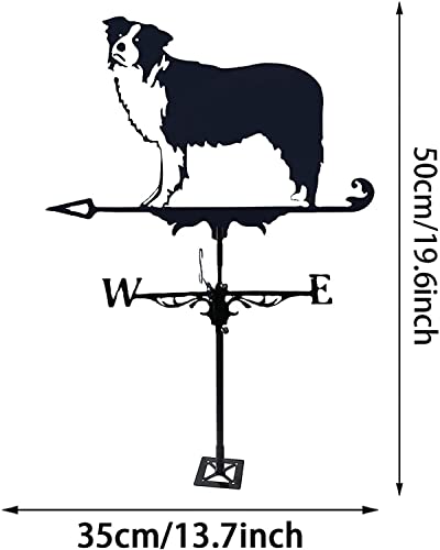 ANCNA-U Ornamento de cata-vento de metal com borda de montagem no telhado Collie Indicador de direçã