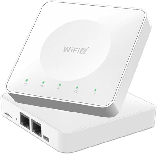 WiFi 6 Tragbarer Router mit SIM-Slot, Mobiler Reise- Router mit 4G/LTE, Mini Router 300 Mbit/s, WLAN Hotspot Mobil, USB-C, 2X LAN Ports, Plug & Play - Ideal für Reisen, Camping & Home-Office