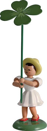 Figurine d'art de l'Erzgebirge Blank Enfant et Fleur Klee 023 | Artisanat allemand haut de gamme