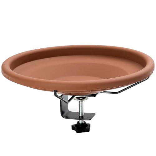 Bebedero para pájaros para balcón, comedero para pájaros y bebedero para pájaros, comedero para pájaros, barandilla de balcón, redondo con soporte de pared, bebedero para pájaros para el jardín