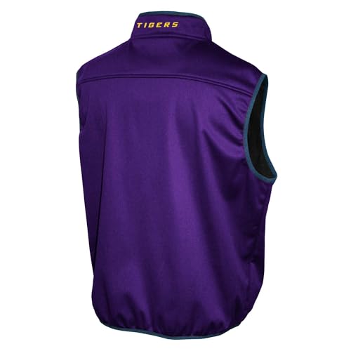 2Bhip NCAA Louisiana State LSU Tigers Adult Mens College Mock Neck Softshell Full Zip Sleeveless Vest Jacket2