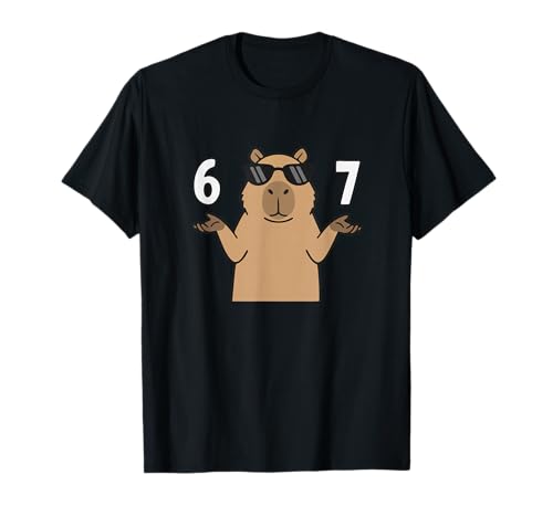 67 Meme Capybara Shirt 6 7 Hand Gesture Kids Slang Six Seven T-Shirt