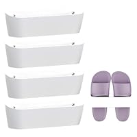 HIKENRI 4PCS Wall Mounted Shoe Rack,Motorhome Shoe Storage,Wall Mounted Shoe Storage Self Adhesive or Drilling,For bathrooms,Doors,Motorhome Camping(White)