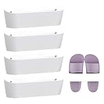 HIKENRI 4PCS Wall Mounted Shoe Rack,Motorhome Shoe Storage,Wall Mounted Shoe Storage Self Adhesive or Drilling,For bathrooms,Doors,Motorhome Camping(White)