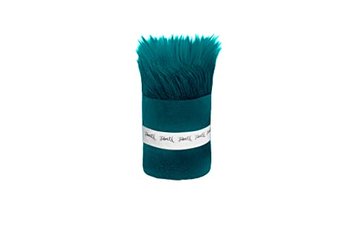 FabricLA Dk Turquoise Shaggy Plush Faux Fur Strips - Craft Fur for Gnomes, Cosplay, and DIY Projects | 4" X 60"
