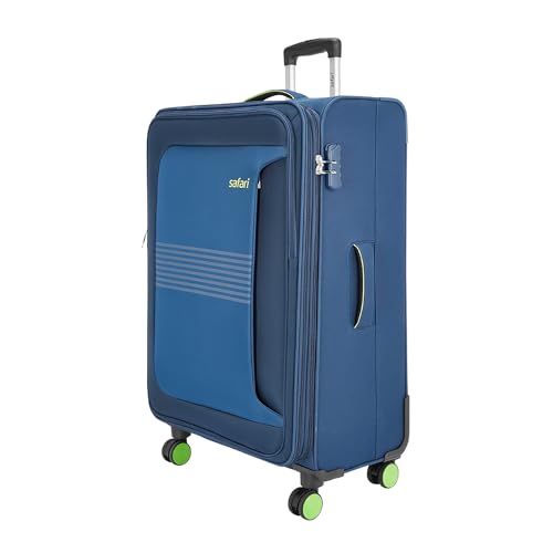 Image of Safari Antitheft Trolley Luggage Bag, Large Size, 8 Wheel Travel Luggage for Men and Women, Check-in Luggage, 81cm, Blue