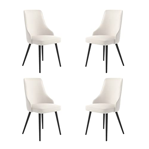 Juego de 4 sillas Laterales para Sala de Estar, Patas Negras, sillas de mostrador de Cuero PU, sillas de Comedor de Cocina a Prueba de Agua Silla de Comedor (Color: Beige, Tamaño: Pies Negro Juego de 4 sillas Laterales para Sala de Estar, Patas Negras, sillas de mostrador de Cuero PU, sillas de Comedor de Cocina a Prueba de Agua Silla de Comedor (Color: Beige, Tamaño: Pies Negro