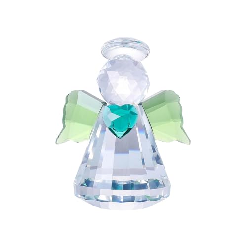 Lot de 2 68 grandes statuettes d'ange en verre transparent avec détails en forme de cœur pour...