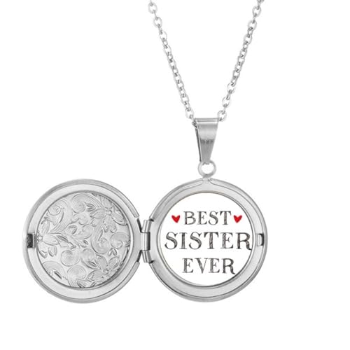 Médaillon cœur Best Sister Ever pendentif collier femme anniversaire sœur
