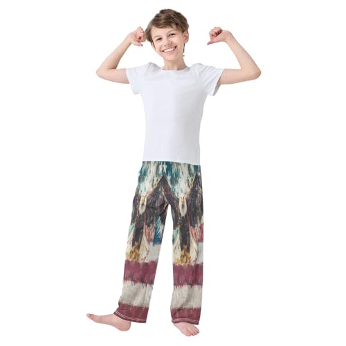 Bald Eagle Rustic American Flag Lounge Pajama Pants Soft PJ Bottoms for Sleepwear Ages 6-14 Years3
