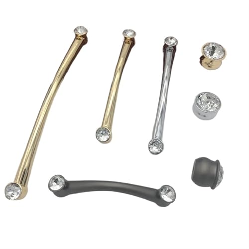 クリスタルハンドル クロム亜鉛合金 キャビネット ドアハンドル キッチン 食器棚 ワードローブ ドア 家具 金具 2個(パールブラック 192mm)