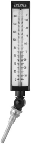 Trerice BX9140304 Adjustable Angle Industrial Thermometer, 9" case, 3.5" Aluminum stem, 0-160˚F
