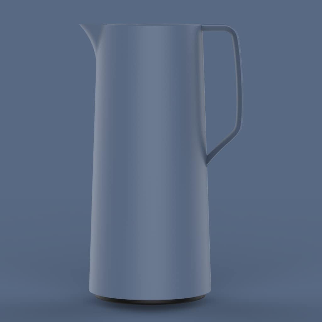 Emsa N41703 Motiva Vacuum Jug | 1 Litre Quick Press Closure 12 Hours Hot, 24 Cold Glass Bulb Made in Germany Nordic Design North Blue