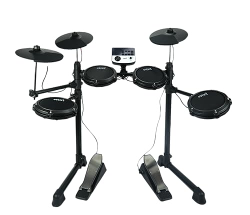 Bateria Eletrônica Digital MXT, 4 Pads de Bateria, 3 Pratos, Módulo de Som, Pedais, Preta