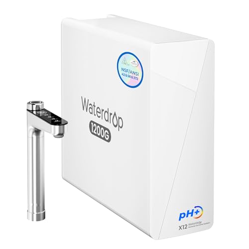 Waterdrop X12-Alkaline Mineral pH+ Reverse Osmosis System, NSF/ANSI 42&58&372 Certified, 1200 GPD RO...