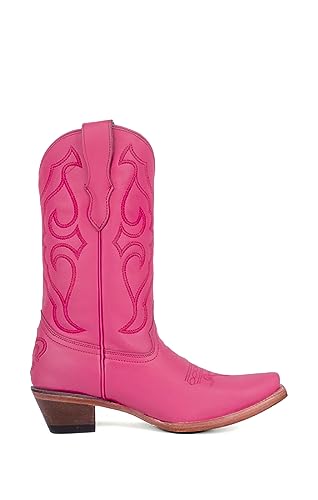 CORRAL TEEN'S FUCHSIA LEATHER AND EMBROIDERY, CORRAL 43.8 X 34.8 X 11.0 SOLE,COWHIDE LEATHER, WESTERN BOOT, T01482