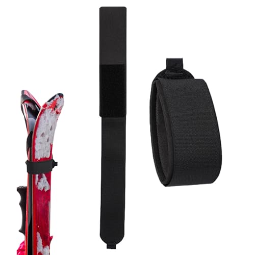 Adjustable Ski Tie Straps with Protective Pads - 4-Pack Reusable Fasteners for Securing Skis and Poles Together During Transport or Storage