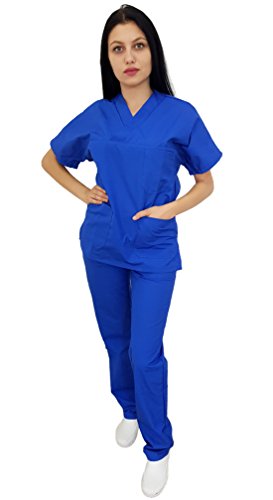 Tecno Hospital DIVISA OSPEDALIERA UNISEX, OSS, ESTETICA, INFERMIERE, casacca e pantalone, PERSONALE ALBERGHIERO, PERSONALE MEDICO, OPERATORE SANITARIO, OPERATORE SCOLASTICO blu royal s(BLU, S)