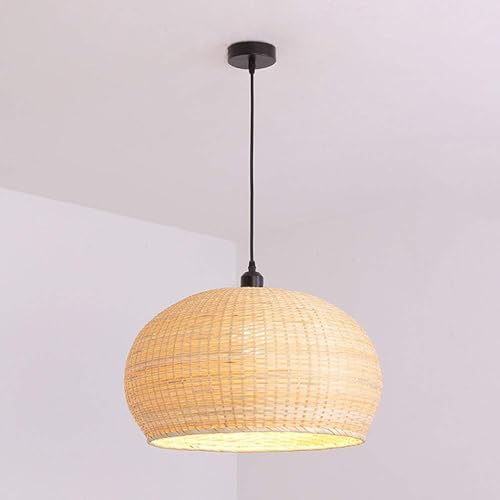 Lustre chinois en bambou tressé main pour salon et chambre