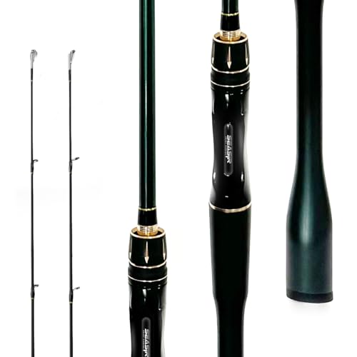 SEASIR Dark Dragon BFS Fishing Rod, Dual Tips Spinning Rod Medium/Medium Light, Saltwater Freshwater Baitcasting Rod, 2 Piece Baitcaster Rod, Ultralight, Carbon Fiber, Ceramic Ring, Black/Green