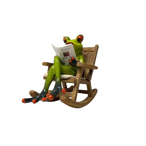 Image of AUGEN Polyresin Frog Newspaper Statue Showpiece for Home Decor Decoration and Gifting (1767F7, 13cm)