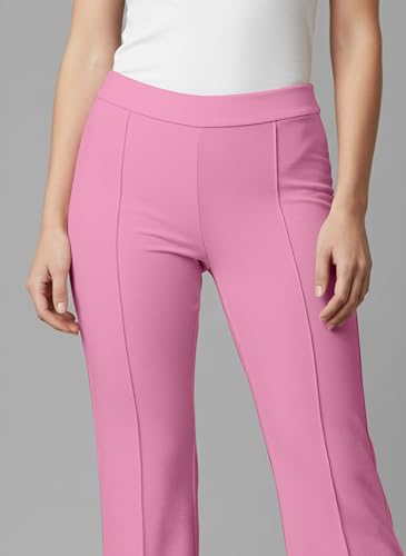 Image of Mehrang Cotton Blend Bootcut Parallel Trouser Pants for Women Regular Fit, Bellbottom Straight Pants for Womens