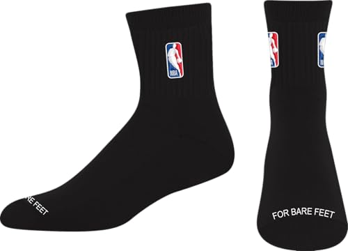 For Bare Feet NBA CLASSIC LOGOMAN Quarter Sock, Black, Size Large