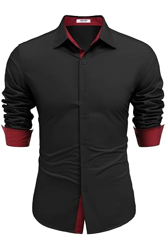 COOFANDY Men's Long Sleeve Wrinkle Free Dress Shirts 2024 Inner Contrast Business Casual Button Down Shirt4