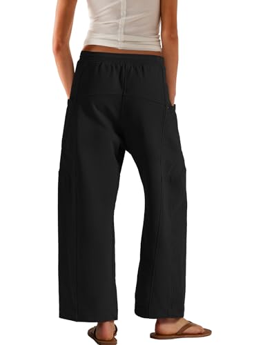 Yanekop Womens Wide Leg Pants Casual Baggy Palazzo Pants High Elastic Waist Drawstring Trousers with Pockets4