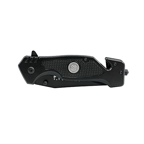 Navy Folding Elite Black Stealth Tactical Knife - Usn Combat Rescue Knife - Great Gift For The Sailor In Your Life #TOP4