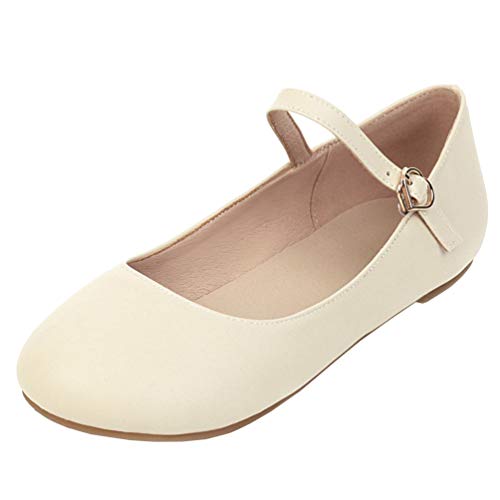 Caradise Womens Round Toe Mary Jane Ballet Flat Ankle Strap Dress Pumps