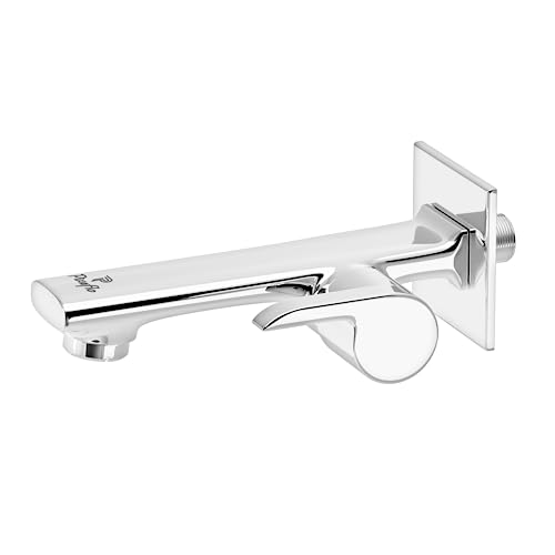 Image of Pixaflo Chocolate Brass Long Body Bib Cock Tap with Wall Flange, Chrome Finish