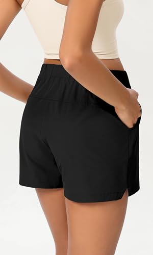 ODODOS Stretch Woven Relaxed Shorts for Women Elastic High Waist Summer Lightweight Casual Shorts with Pockets2
