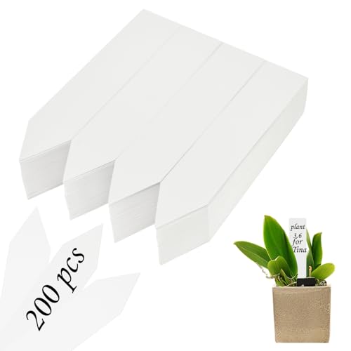 Lot de 200 étiquettes en plastique pour plantes,Étiquette Plante Plastique, Étiquettes Pieu Jardin Imperméables Blanches Étiquettes de Signe pour Graines D'herbes 10 X 2 cm (W)