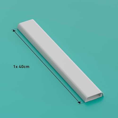 D-Line TV Kabelkanal, Fernsehkabel-Organiser, lackier, und überstreichbar, selbstklebend, einteiliges Design mit Scharnieren, 1x 60mm (B) x 15mm (H) x 40cm Länge - Weiß
