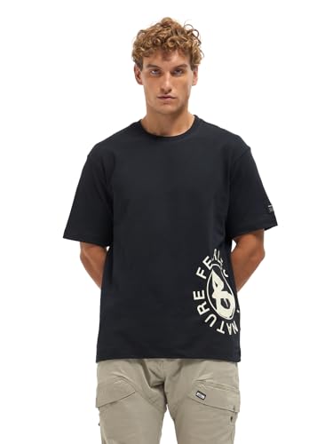 Image of THE BEAR HOUSE Men's Oversize Fit Blue Cotton Printed Polo