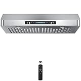 IKTCH 30 inch Under Cabinet Range Hood 900 CFM, Upgraded Kitchen Hood with 4-Speed Gesture & Touch Control, Stainless Steel Hood Fan with 2 Pcs Baffle Filters (IKC01-30-N)
