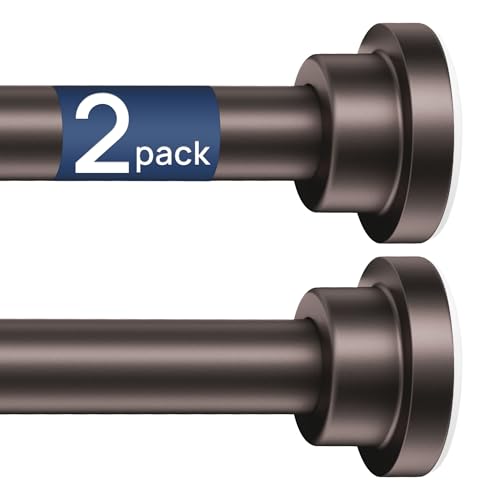 Image of ENJOYBASICS 2 Pack Tension Curtain Rod, 32-66 inch Adjustable, Stable, Bronze